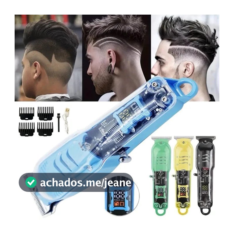 Cortador de Cabelo Profissional Sem Fio com Display LCD Inteligente e Barbeador para Homens