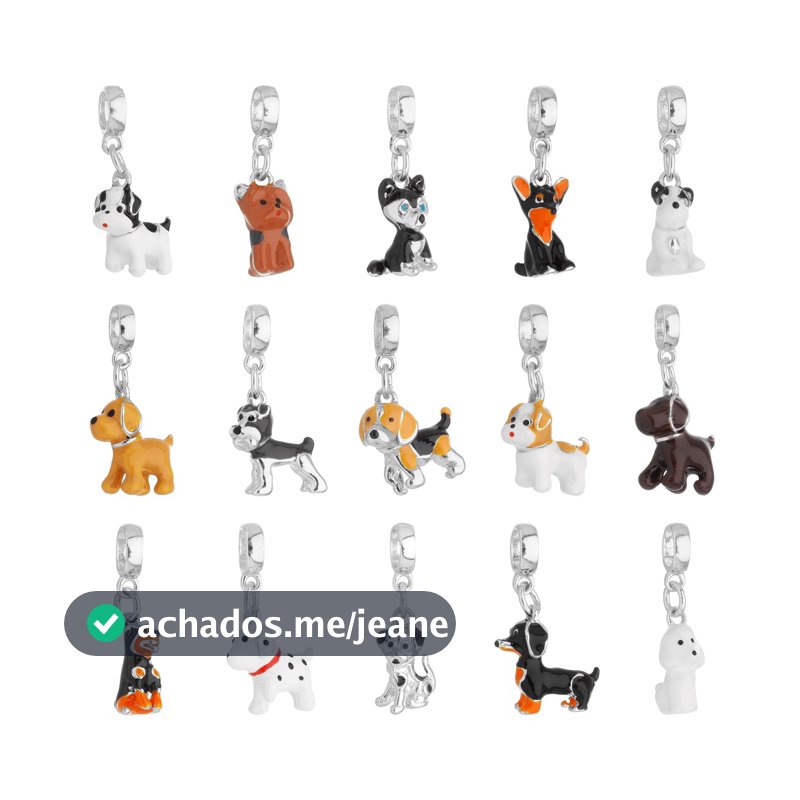 Berloques Raças Cachorro Cachorrinho Banhado a Prata 925