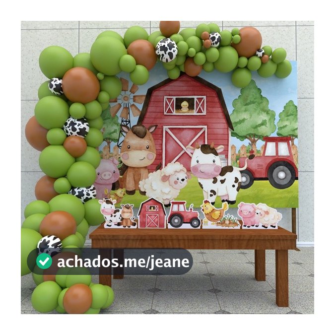 Kit Ouro Festa Aniversário Fazendinha Aquarela Desenho Decoração Cenários