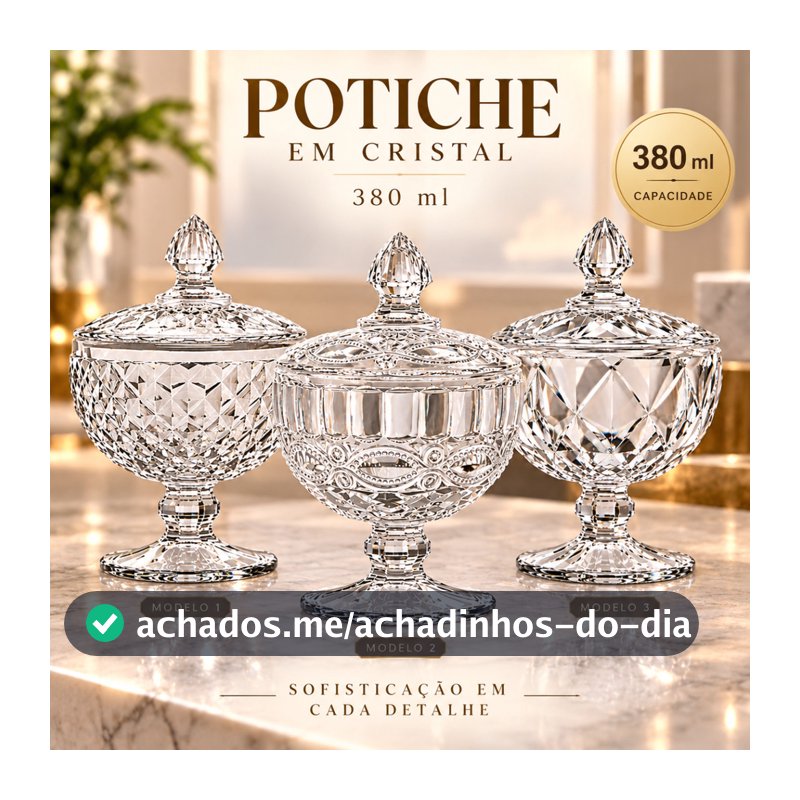 Bomboniere Potiche Decorativa com Pé e Tampa Vidro Luxo – Porta Doces, Sala, Festa e Mesa Posta