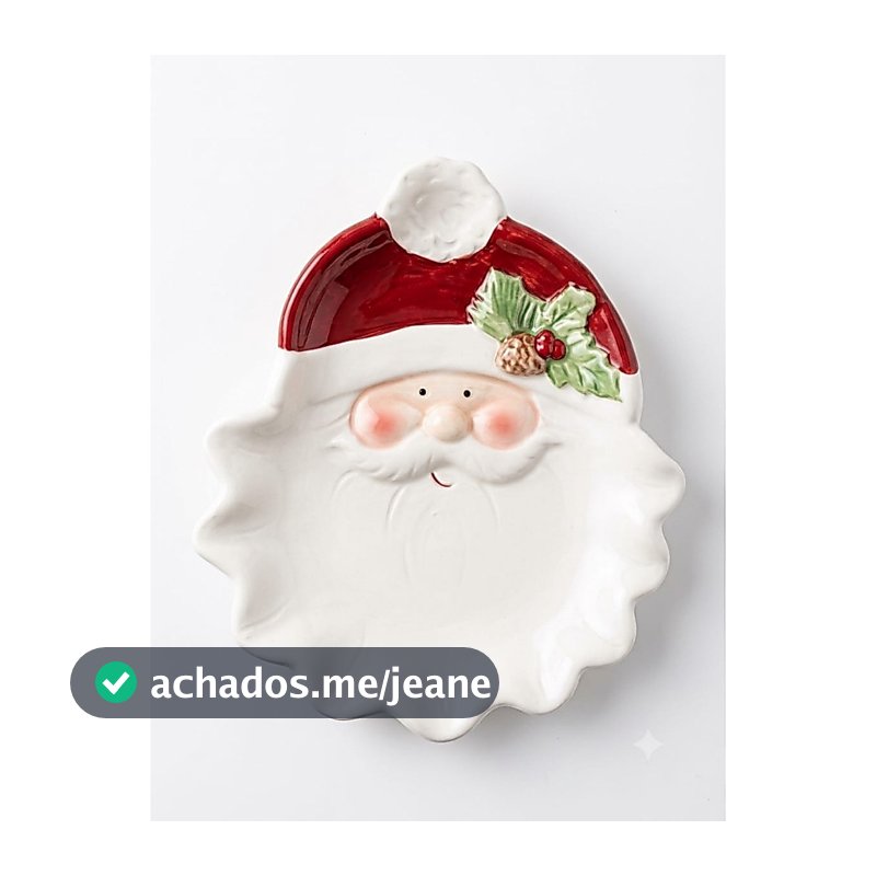 Prato Petisqueira Papai Noel Natalino em Cerâmica