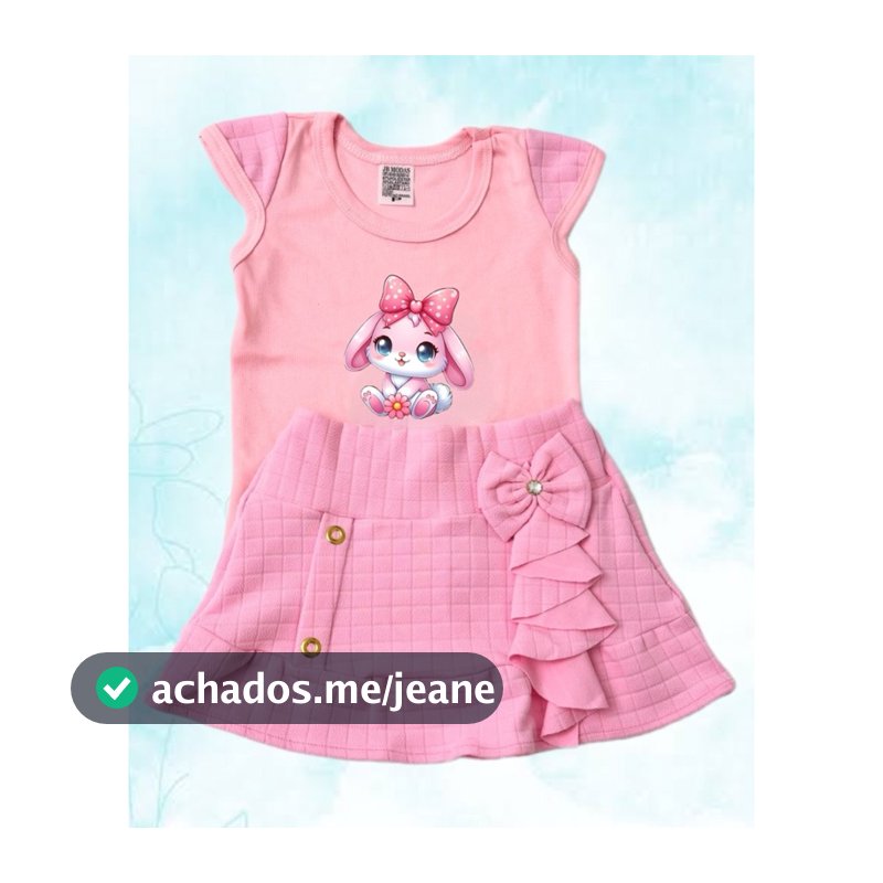 Blusinha e SAIA cor ROSA Moda infantil do 1 ao 6 Verão Confortavel Estampa sortida