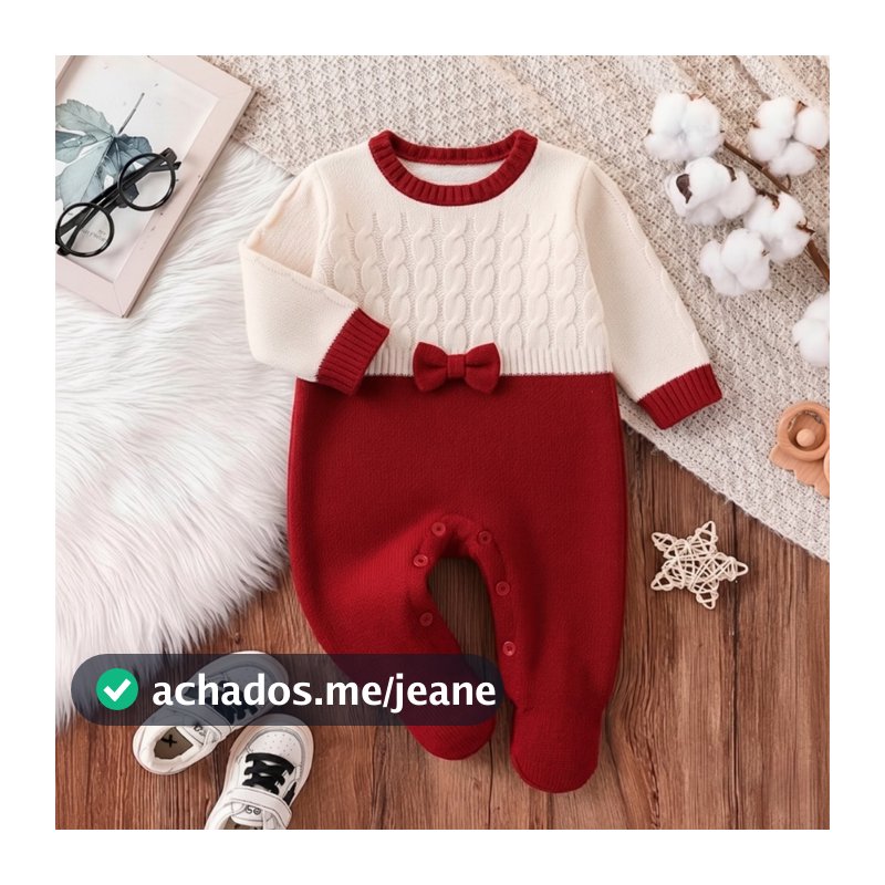 Macacão Tricô Bebê Menina Luxo Maternidade RN Detalhe em Laço
