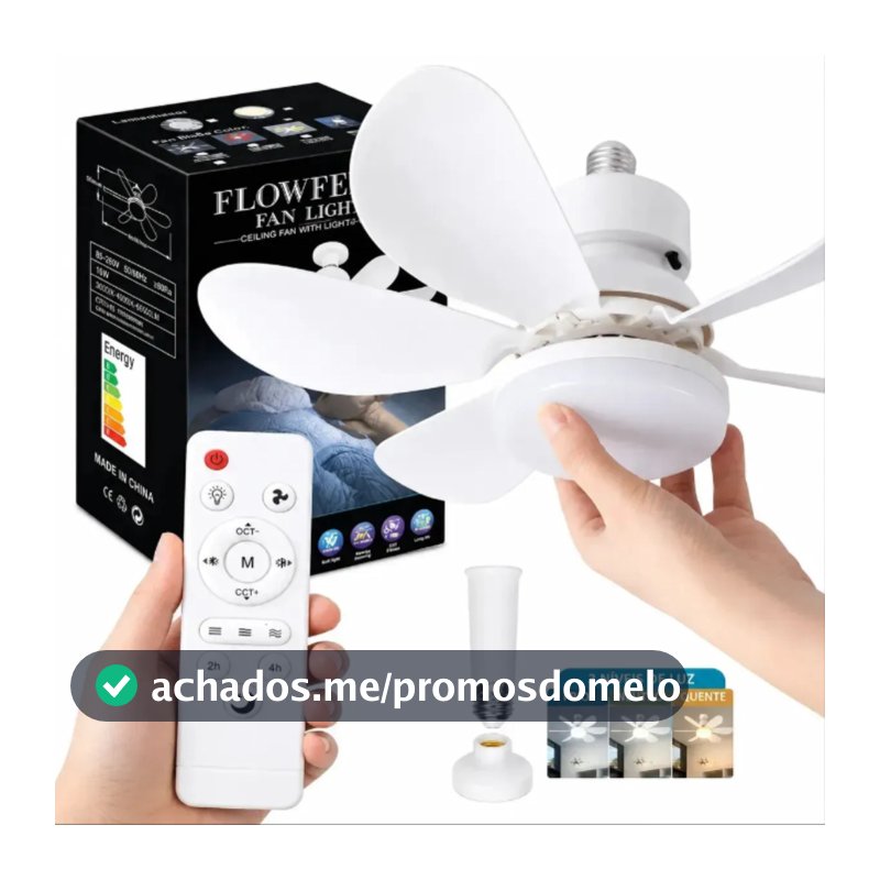 Ventilador De Teto Silencioso De 3 Modos Com Lâmpada 6 PásLed