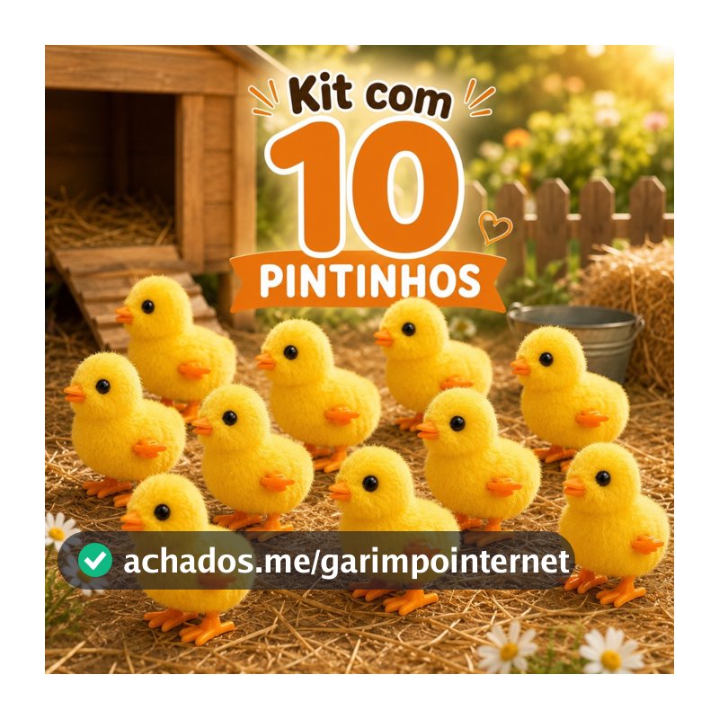 Kit 10 Pintinhos a Corda Amarelo Brinquedo Mecânico Infantil Divertido Festas ENVIO IMEDIATO