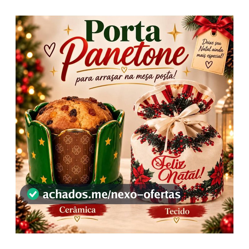Porta Panetone Panetoneira Boleira Suporte Bolos Doces Presente Natal Decoração Natalina Mesa Posta