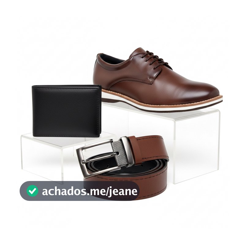 Kit Sapato Casual Masculino Oxford Cinto Carteira Preto Marrom Sapatenis Couro Mocassim Noivo Festa Casamento Elegante