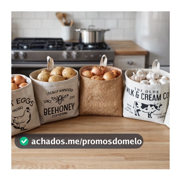 Cachepô de Tecido Organizador Multiuso com Alça | Porta Pão, Frutas, Legumes, Banheiro e Decoração