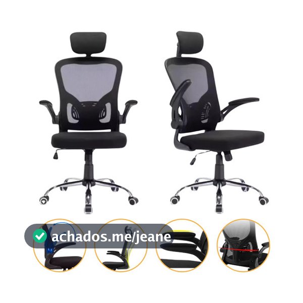 Cadeira de Escritorio Presidente Reclinavel Home Office Até 150kg Giratória Apoio Braço Encosto Cabeça Suporte Coluna