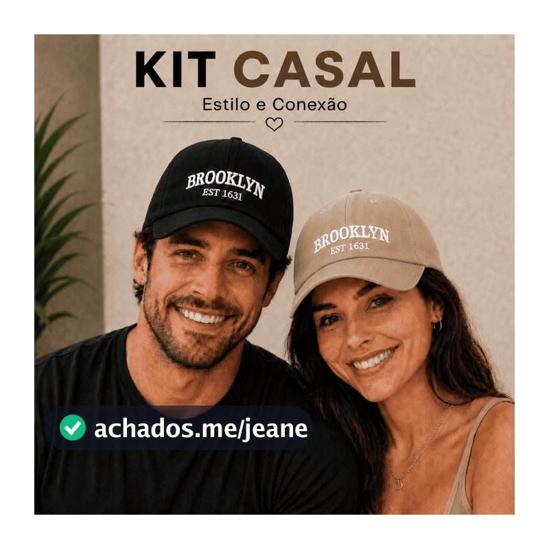 Kit Casal 2 Bonés Brooklyn Beisebol Retrô Bordado Unissex Algodão Regulagem Macio