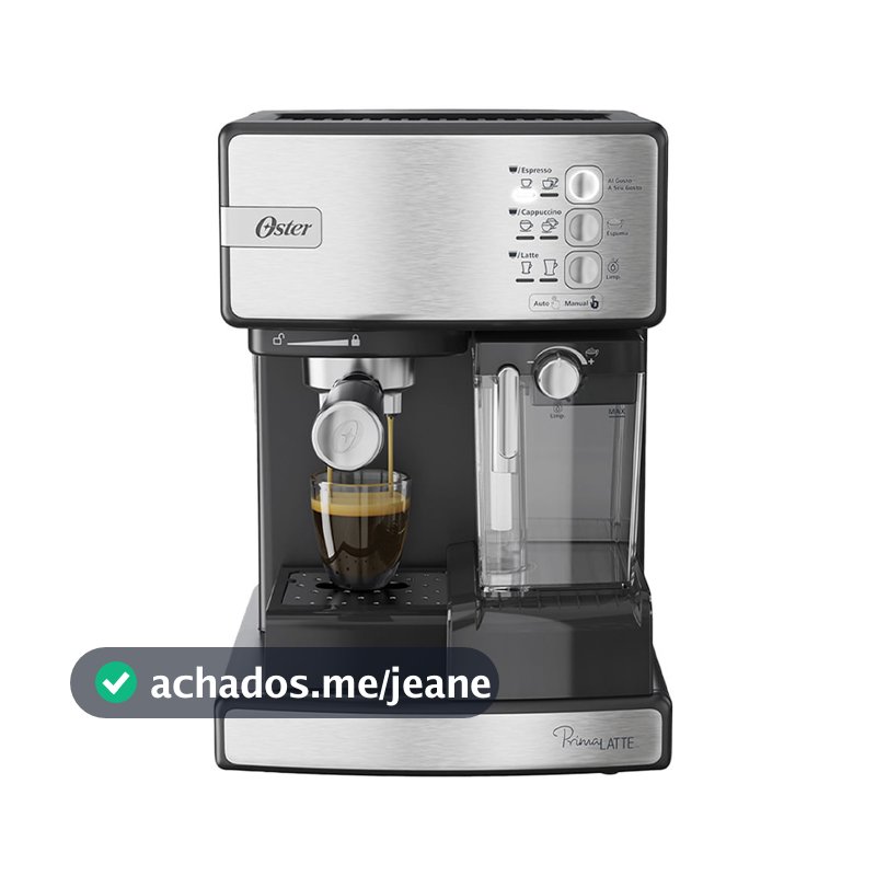 Cafeteira Espresso Oster Nova PrimaLatte Inox para Cápsula, Pó e Sachê