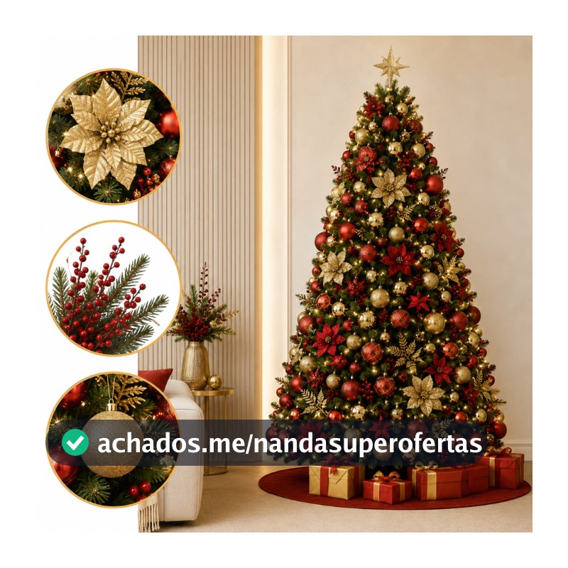 Arvore de Natal Decorada Grande 1,20/ 1,50 / 1,80 / 2,10 / 2,40 Cheia Vários Tamanhos 2mts Enfeitada