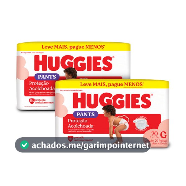 Kit 2 - Huggies Fralda Pants Proteção Acolchoada G - 70 Un