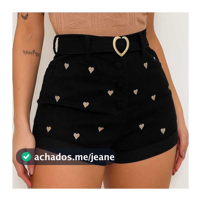 SHORT JEANS  FEMININA LYCRA BORDADO CINTURA ALTA LUXO CONFORTO  TENDENCIA