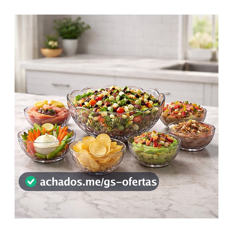 Conjunto 7 Bowls de Vidro Rose Tigelas Decorativas