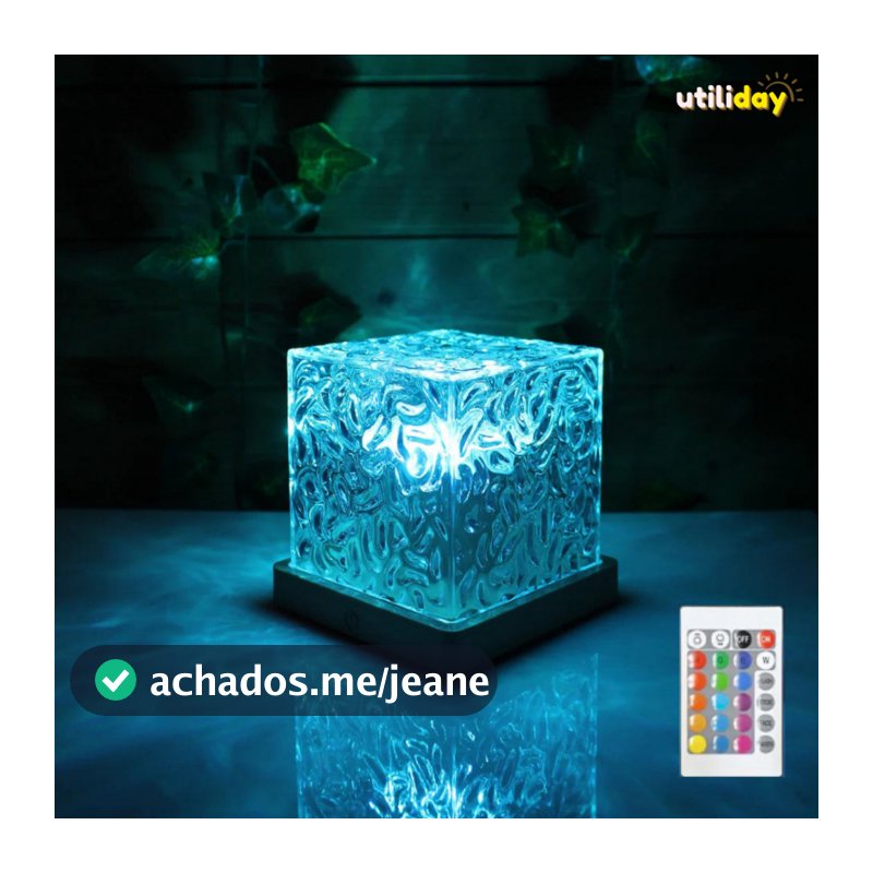 Cubo de Luz Noturno Água Luminaria USB Bateria 16 Cores LED Controle Remoto Presente Moderno Abajur