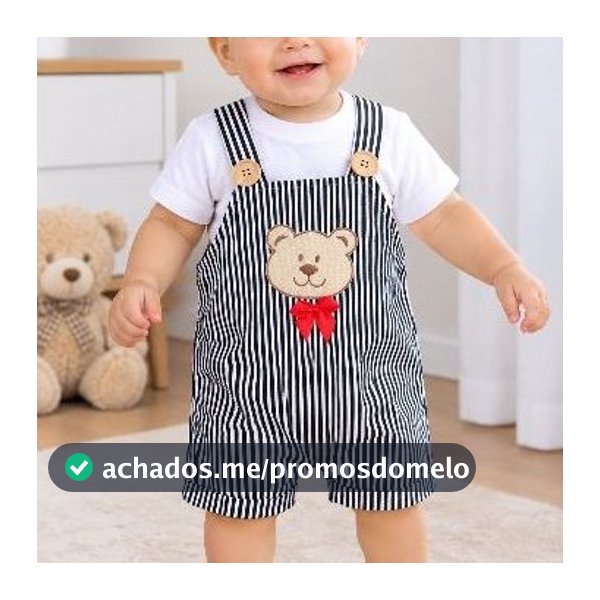 Conjunto de jardineira e camiseta para bebê