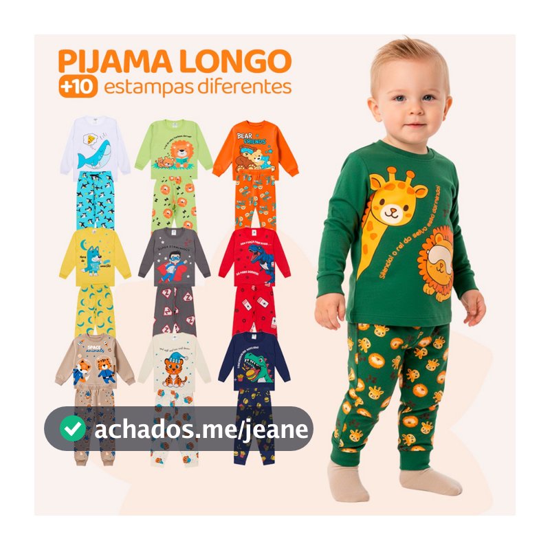 Kit Sortido 4 Peças Pijama Manga Longa Bebê Menino (2 Camisas + 2 Calças) Kit com 2 Pijamas de Roupa Infantil