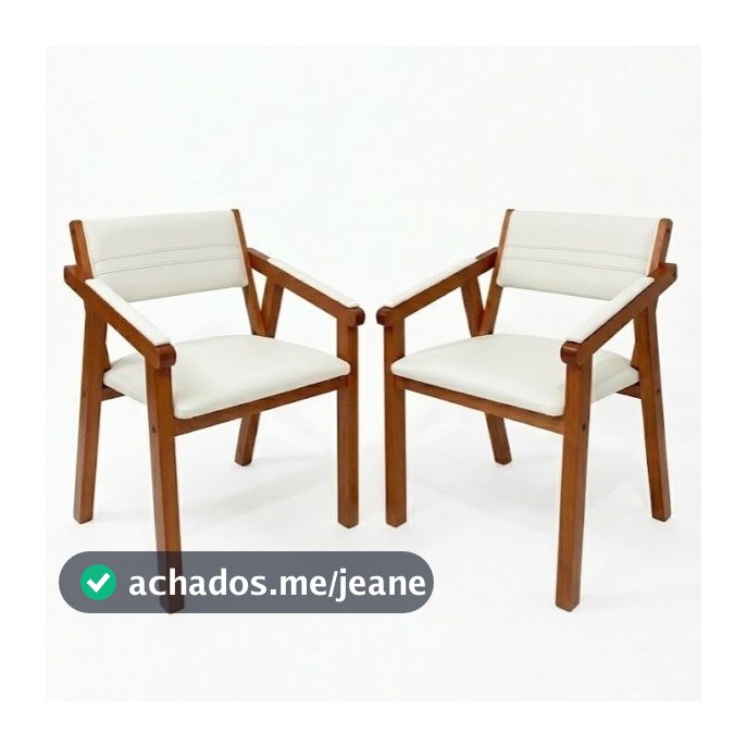 Kit 2 Poltronas Decorativa Málaga em Linho Detalhe Braço Acolchoado Estrutura em Madeira Sala Estar Recepção Quarto - AV