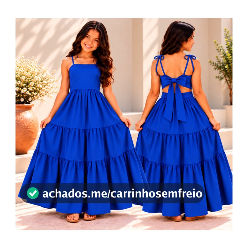 Vestido Longo Liso Infantil Juvenil Feminino | Meninas e Adolescentes | Festa Passeio e Aniversário