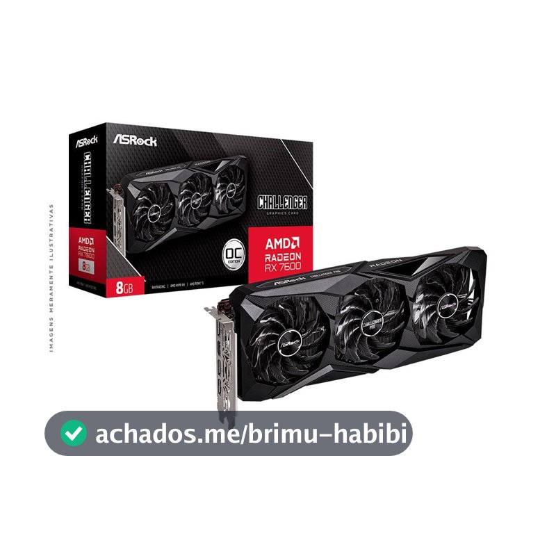 Placa de vídeo AMD Radeon ASROCK RX7600 8GB Challenger Pro OC GDDR6 128Bits 90-GA62ZZ-00UANF