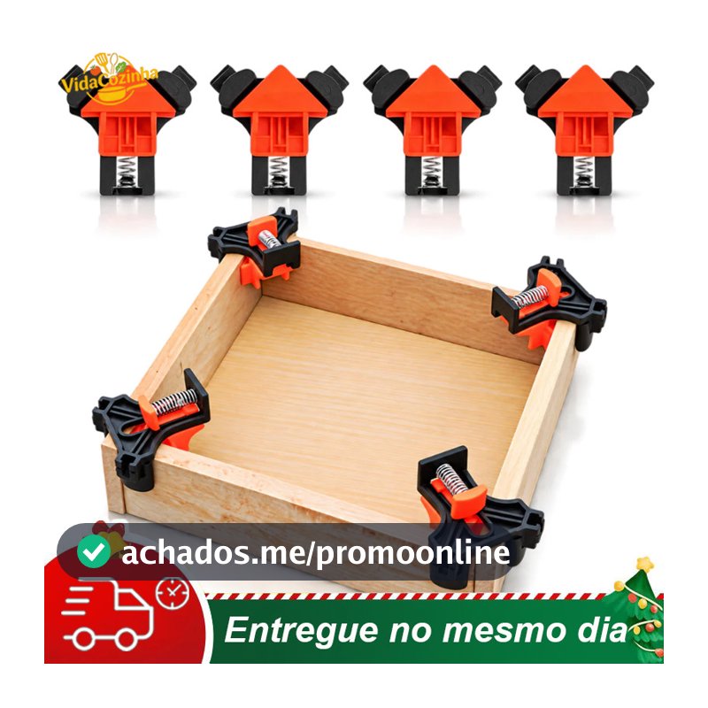 Kit 4 Grampos De Canto Aperto Angular Marcenaria 90 Graus Marceneiro Graus Aperto Rápido Marceneiro