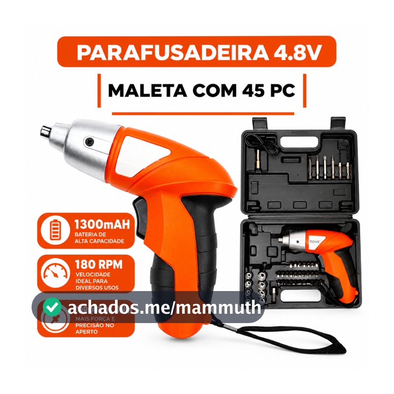 Mini Parafusadeira Eletrica Recarregavel 4.8 Com Maleta Portatil 45 Peças