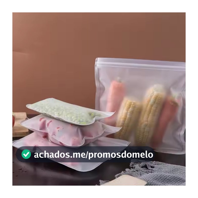 Saco Zip Silicone Reutilizável Hermético Freezer Bag Alimentos Cozinha