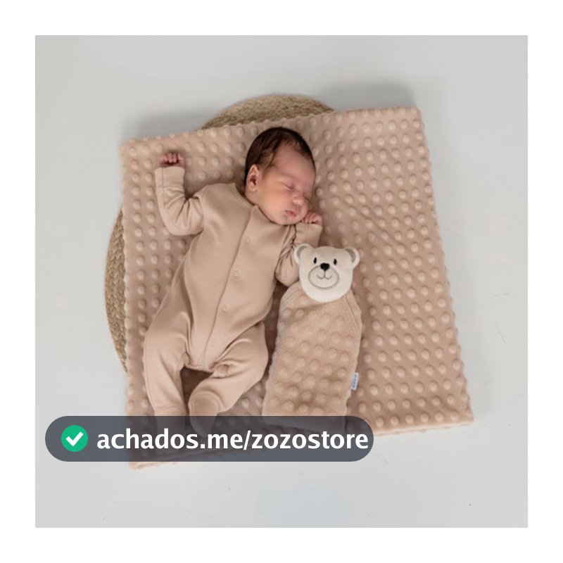 Manta Cobertor de Bebê c/ Naninha Para Menina Menino Infantil Mantinha Premium 02 Peças