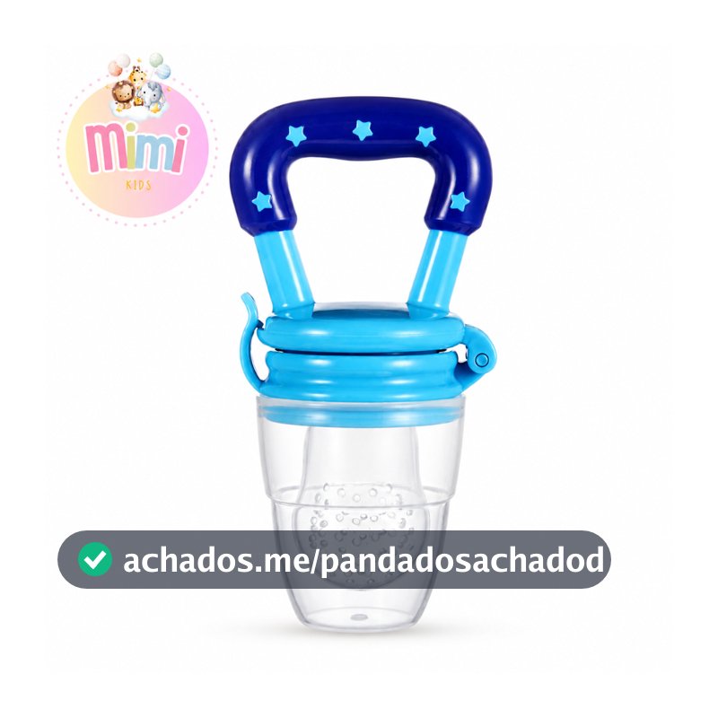 Chupeta  Mordedor Alimentadora Bebê De Silicone Porta Fruta Azul e Rosa