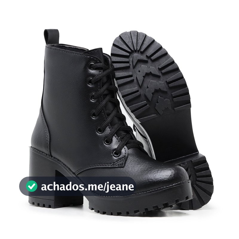 Bota Coturno Feminino Tratorado  Bota Tratorada Feminina Salto Grosso Zíper Lateral Confotável Direta da Fábrica