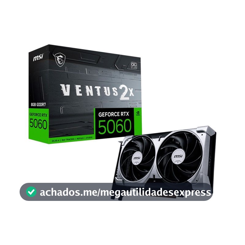 Placa de vídeo NVIDIA GeForce MSI RTX5060 8GB VENTUS 2X OC Blackwell - 912-V537-017
