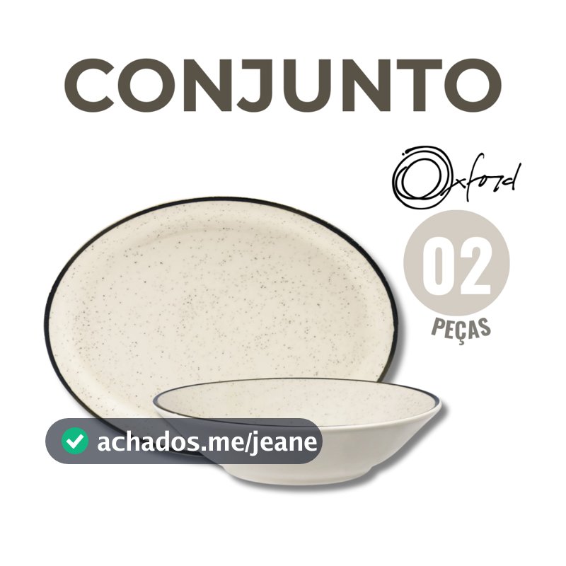 Conjunto Travessa Saladeira Baixelas Para Servir Brisa Areia Oxford Porcelanas