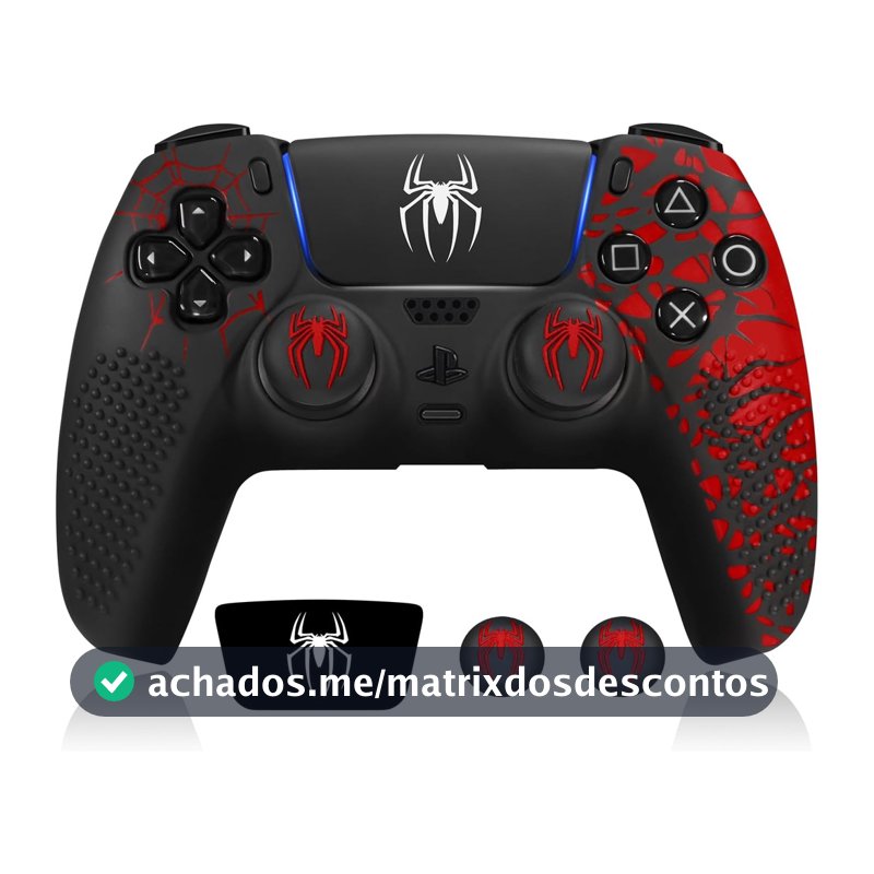 Pele Antiderrapante Do Controlador PS5 , Acessórios Capa De Silicone Com Lacunas Aperto Polegar-Spider
