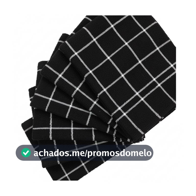 5 Panos de Prato Preto 45x60cm – Liso, Listrado e Elegante - 100% Algodão