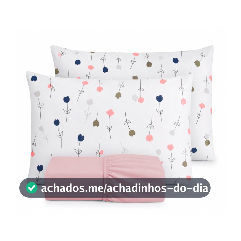 Kit Jogo de Lençol Liso Fronha Estampada 200 Fio 100% Algodão Extra Macio Com Elástico