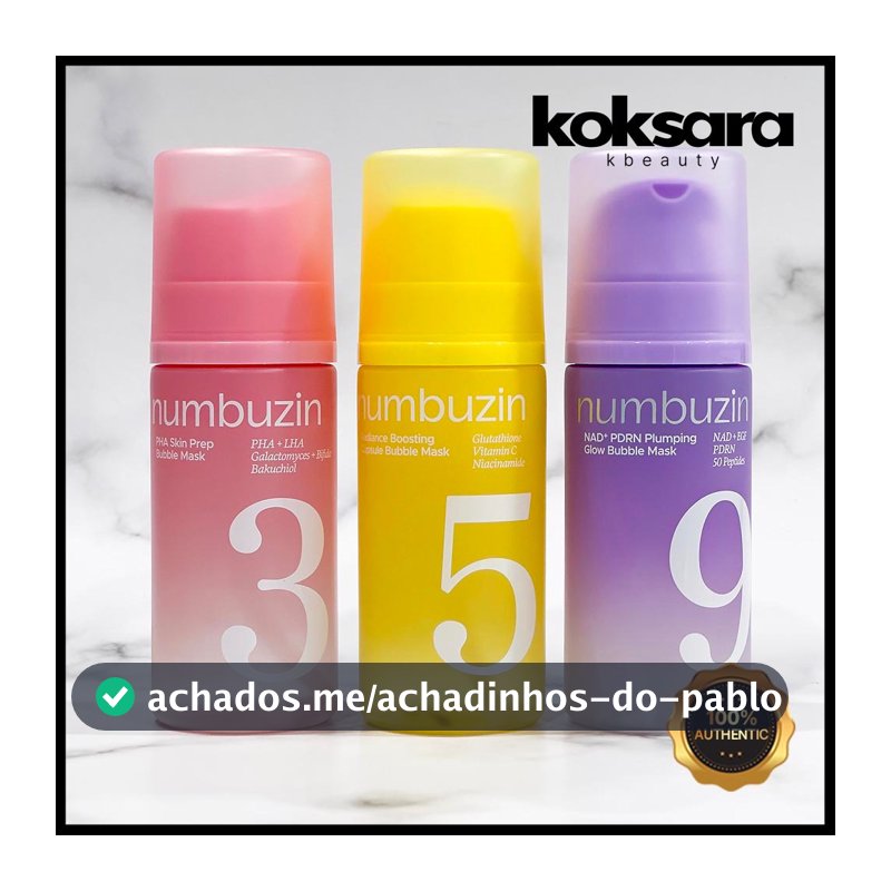 Numbuzin Bubble Mask Collection (No.3 PHA Skin Prep, No.5 Radiance Boosting Capsule, No.9 NAD+ PDRN Pluming Glow)