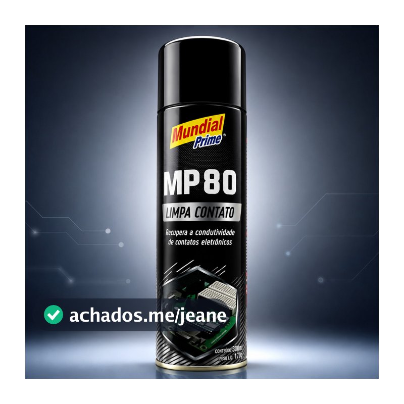 Limpa Contato Spray MP80 300ml Mundial Prime Elétrico Eletrônico Placas e Circuitos