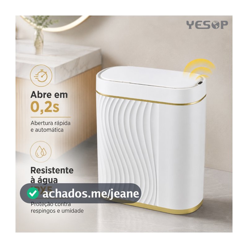 Lixeira com Sofisticada Sensor Automático Inteligente Toque Cesto Lixo Casa Quarto Banheiro Cozinha 8L Yesop