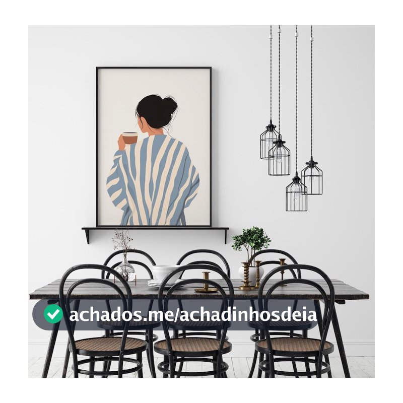Quadro Decorativo Mulher Abstrata Tomando Café Arte Contemporânea Decor