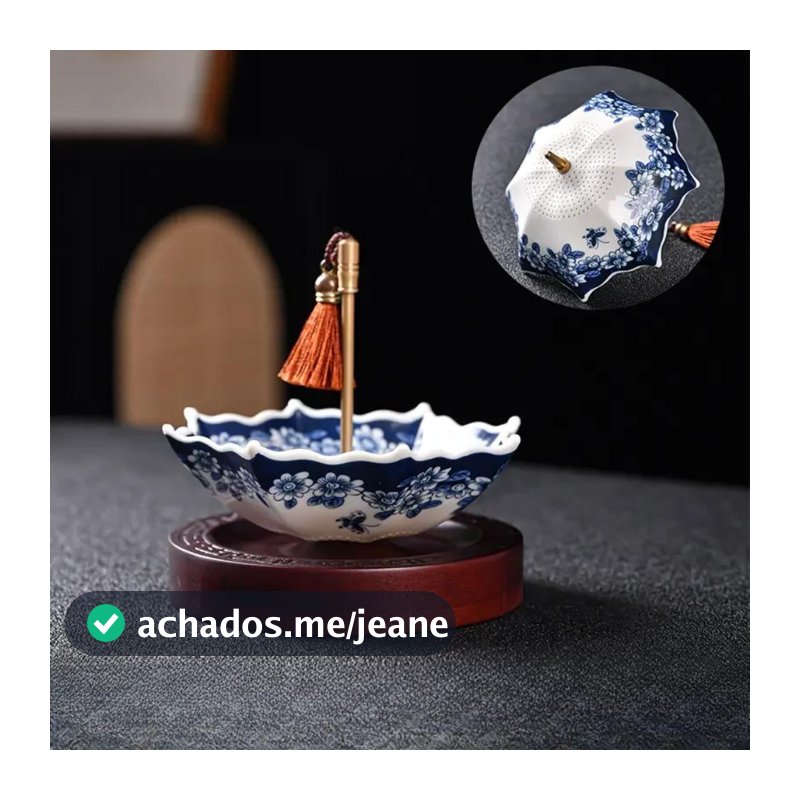 Filtro De Chá Guarda-Chuva , Infusor Tradicional Com Padrão De Porcelana Branca Azul , Estilo Chinês Cerâmico
