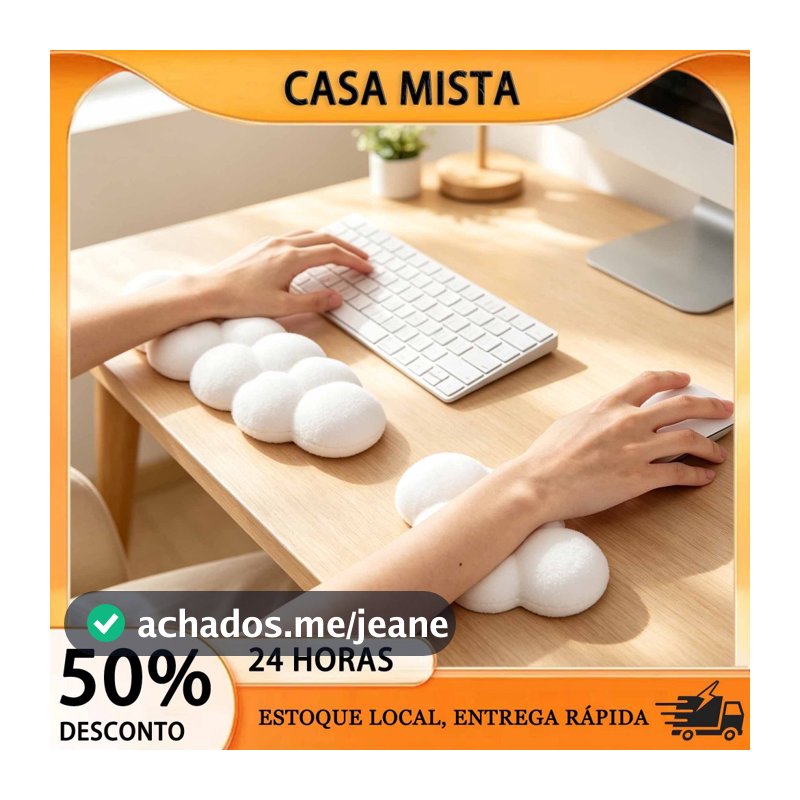 Apoio de Pulso Nuvem Macio Espuma Memória, Almofada Ergonômica para Teclado de Computador e Gamer