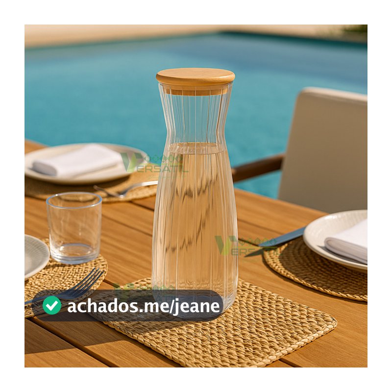 Jarra Jarro Garrafa de Vidro Água Suco com Tampa de Bambu 1,6L 1600ml Wolff