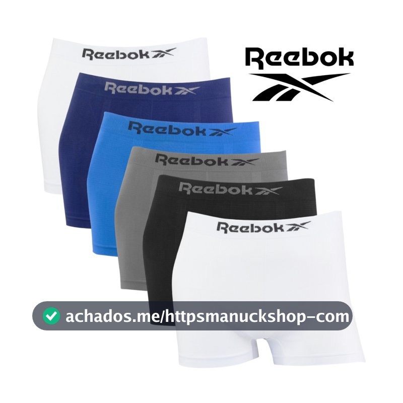 Kit 6 Cuecas Boxer Reebok Masculina Original Lisa Microfibra