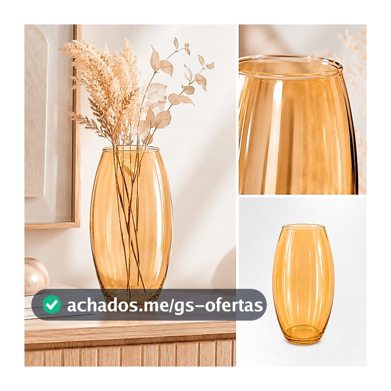 Vaso Decorativo Romeu Âmbar em Vidro Transparente Elegância para Sua Decoração
