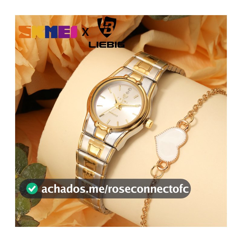 ✨✨✨SKMEI X LIEBIG L1023 Relógio Feminino Analógico de Quartzo Elegante com Pulseira de Aço Inoxidável para Uso Diário