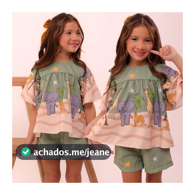 Conjunto Infantil Menina Estampado Cores Verão Casual Festa Aniversario Blogueirinha Short e blusa