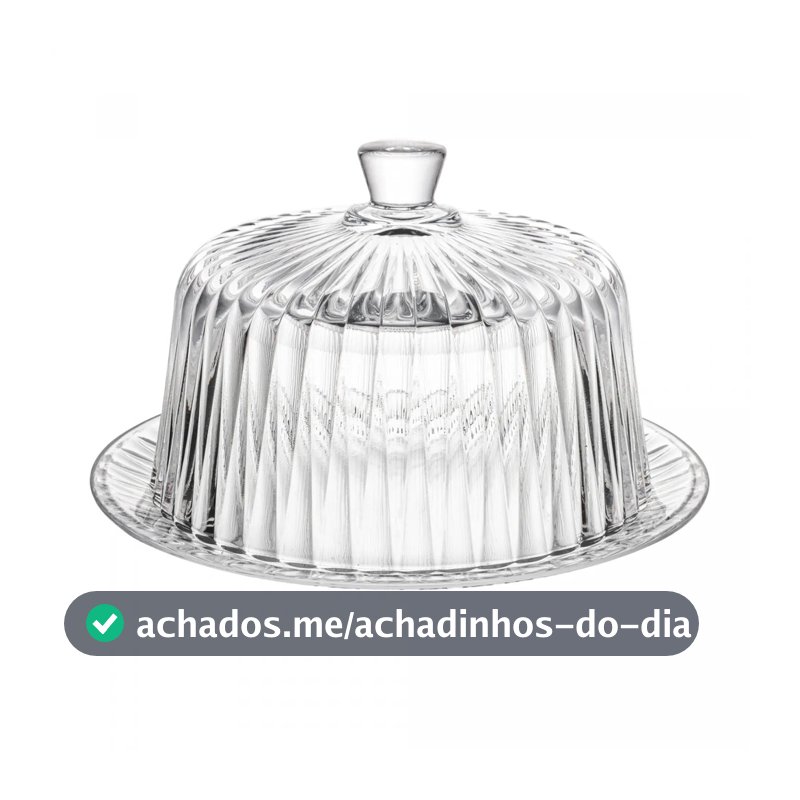 QUEIJEIRA DE VIDRO PORTA QUEIJO CANELADA ELEGANZA 20cm