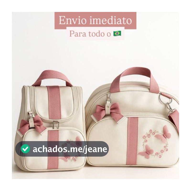 Bolsa Maternidade Luxo kit Bordado 2 Peças Menino / Menina BORBOLETAS 3D / SAFARI Mamãe e bebê