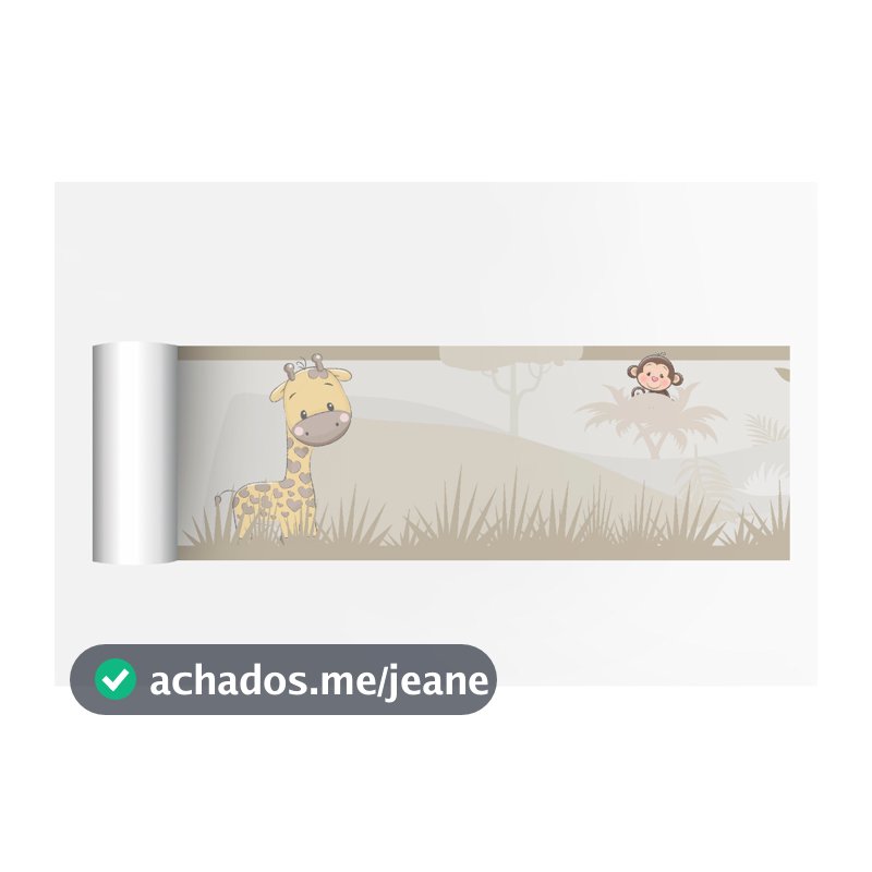 Faixa Decorativa para Quarto Safari Animais Girafa Macaco Leão Raposa FX391
